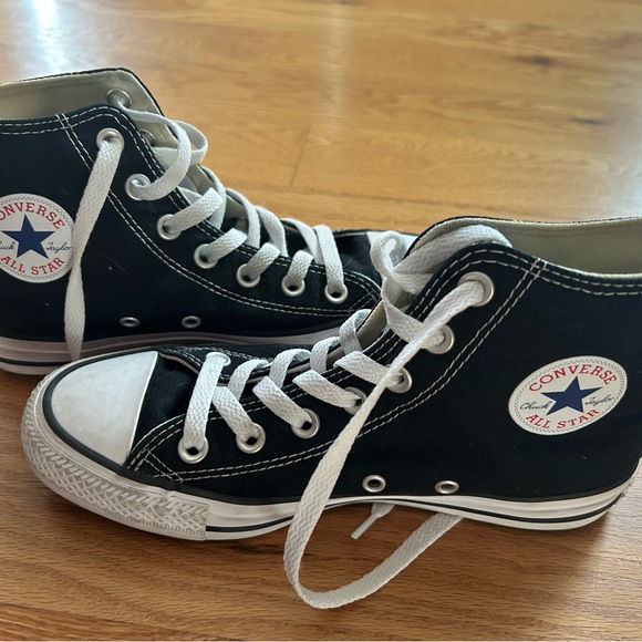 Customized high top black converse with Boston Basketball patch on both shoes - Picture 2 of 4